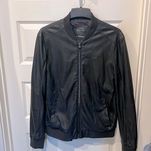 Men’s Zara - Dark Navy Blue Faux-Leather Jacket - XL